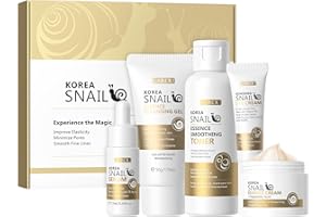 LAIKOU Korean Skin Care, Skin care set, Skin Care Kit Snail and Ginseng with Cleansing Gel, Toner, Eye Cream, Serum, Essence Cream 5pcs for Women Teen Girls Mom Daughter Mother's Day Birthday