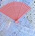 Quasimoon PaperLanternStore.com 8 Inch Pink Folding Wood Panel Hand Fan with White Organza Bag for Weddings