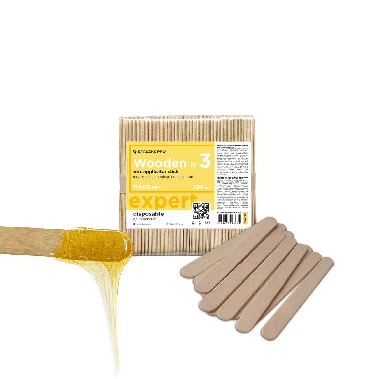 STALEKS PRO Spatula applicator stick for wood wax 114×10 mm Expert 30 (100 pcs)