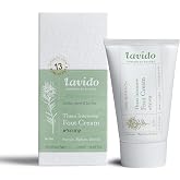 Lavido Thera Intensive Foot Cream for Dry Cracked Feet, Tea Tree, 4 oz | Rich natural foot moisturizer with avocado, almond and jojoba oils; softens rough heels; vegan, made in the Galilee