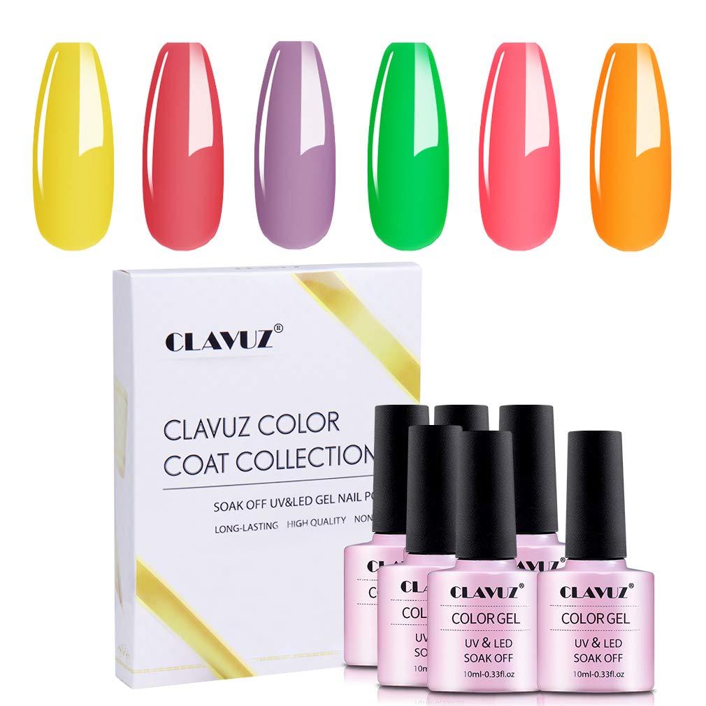 Amazon Com Gel Nail Polish Clavuz 6pcs Glow In The Dark Gel Nail Lacquer Set Soak Off Uv Led Manicure Luminous Nail Diy Art Decoration Kit 10ml Beauty