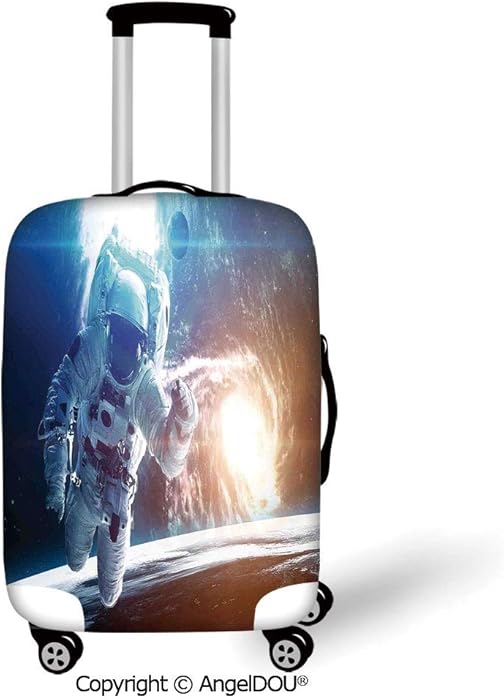 AngelDOU Fashion Elastic Fabric Luggage Protective Cover Outer Space Decor Spaceman in Galaxy in front of Nebula Gas Cloud Interstellar Art Print Blue Yellow Suitable18-28 Inch Trolley Case Suitcase