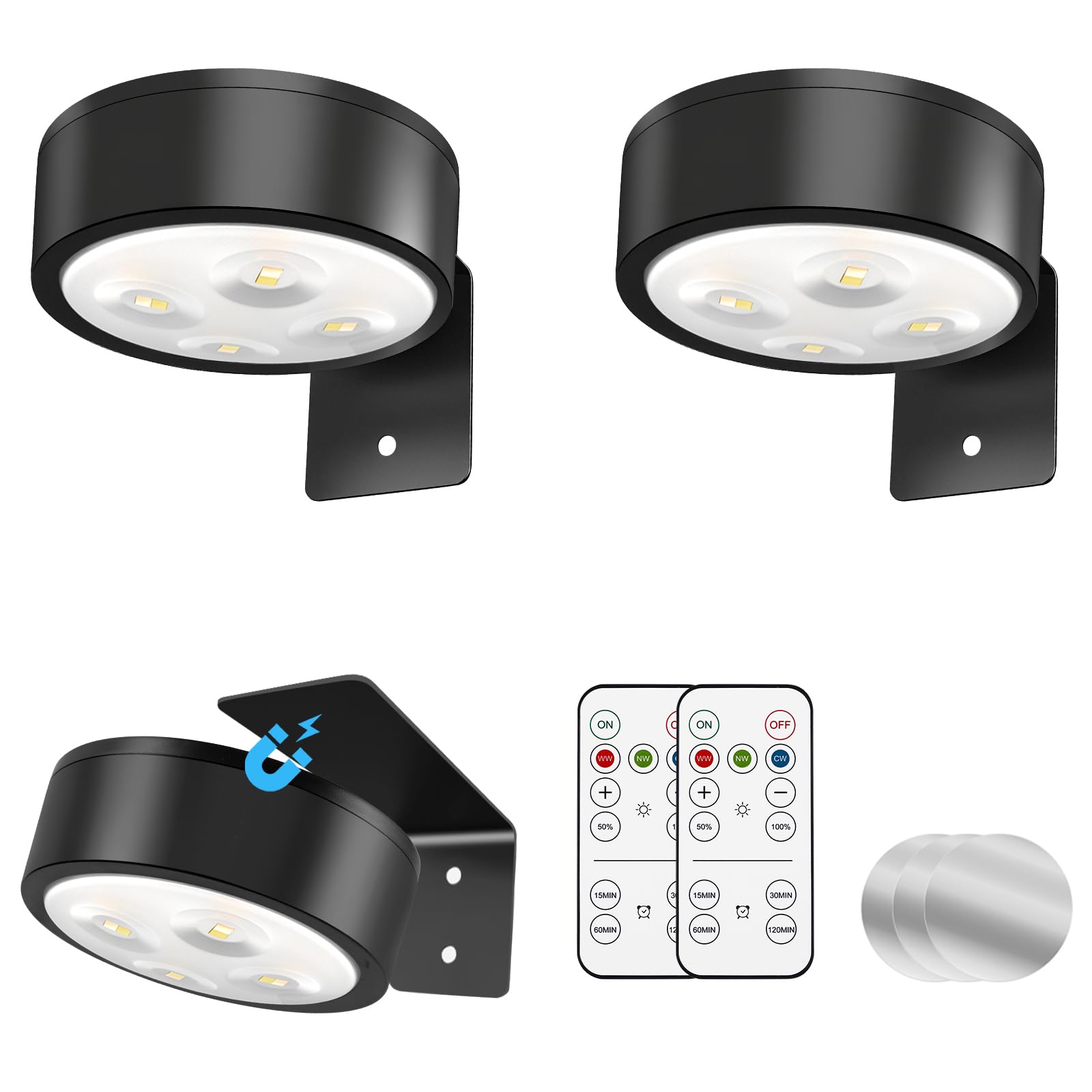 Photo 1 of Tututry 3-Pack Battery Picture Light with Remote & Timer - Magnetic, Dimmable Wireless Light for Paintings, Art Display, Portrait Frames, and Wall Decor (Ink Black)