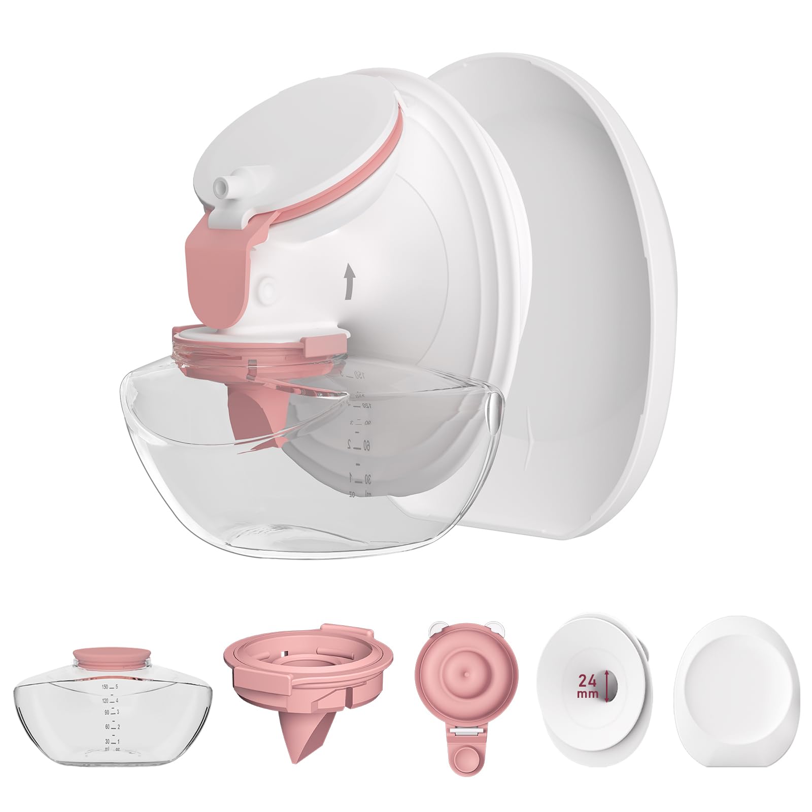 Photo 1 of 1 Pack M9 Full Set Breast Replacement Part for Momcozy Upgraded Mobile Flow | Upgraded M9, Including 24mm Flange, Red Valve, Diaphragm, Storage Bottle with Red Lip, Not Original Parts,1pc 24mm Overall