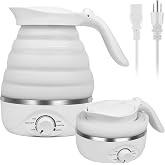 Xfbaozxy Foldable Travel Electric Kettle 700ml 850W 110V White | BPA-free food-grade silicone with 304 stainless steel plate; auto shut-off and keep-warm for hotel, camping, and RV use