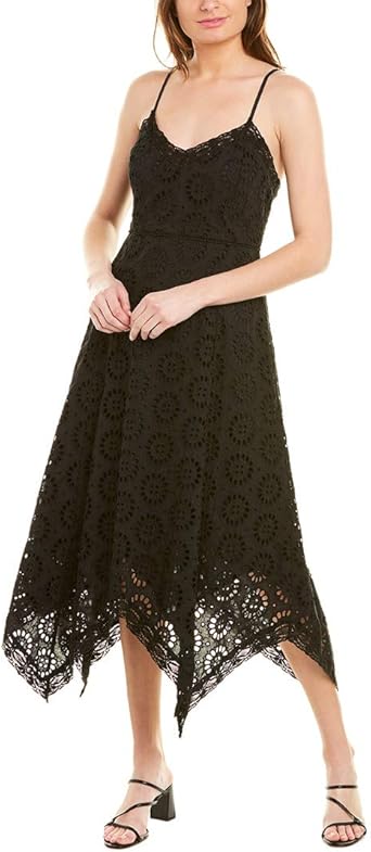 black eyelet midi dress