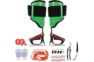 MYCGJH Tree Climbing Spikes Set with Harness Belt, Thickened Leather Tree Climbing Spikes with Soft Padding & Non-Slip Pedal, Tree Climbing Spurs Tool for Picking Fruit, Logging