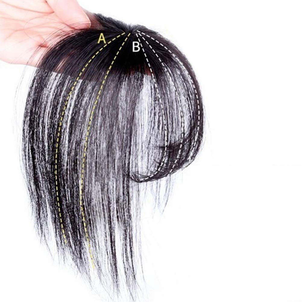 Bangs Hair Topper Extension Invisible Seamless Thin Neat Air Bangs (Black)