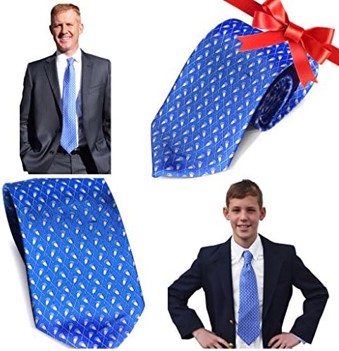 Lacrosse Necktie Men’s & Boys Tie - 100% Silk Lacrosse Gift Designer Sports Neck Tie (Crossed Sticks)