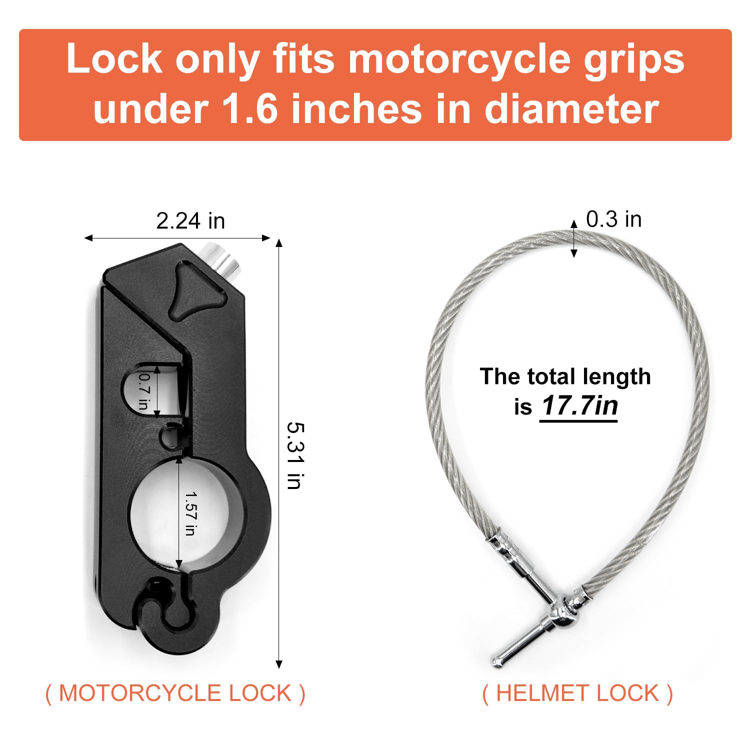 Vofstand Motorcycle Lock - Helmet & Handlebar Anti Theft Lock, Heavy Duty Black