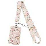 Juanooo Aesthetic Flower ID Badge Holder Lanyard