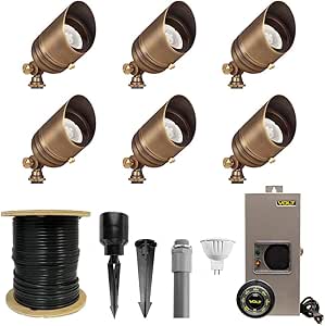 Volt Brass Spotlight Kit 6 Pack With Transformer Amazon Com