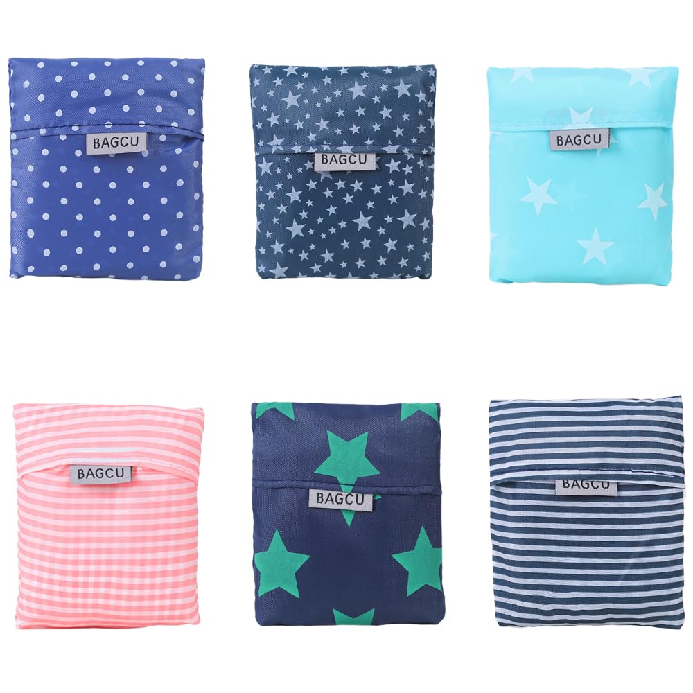 PMTFUMY 6 Pcs Foldable Shopping Bags,shopping bags,Stylish, Reusable & Compact Design for Easy Storage