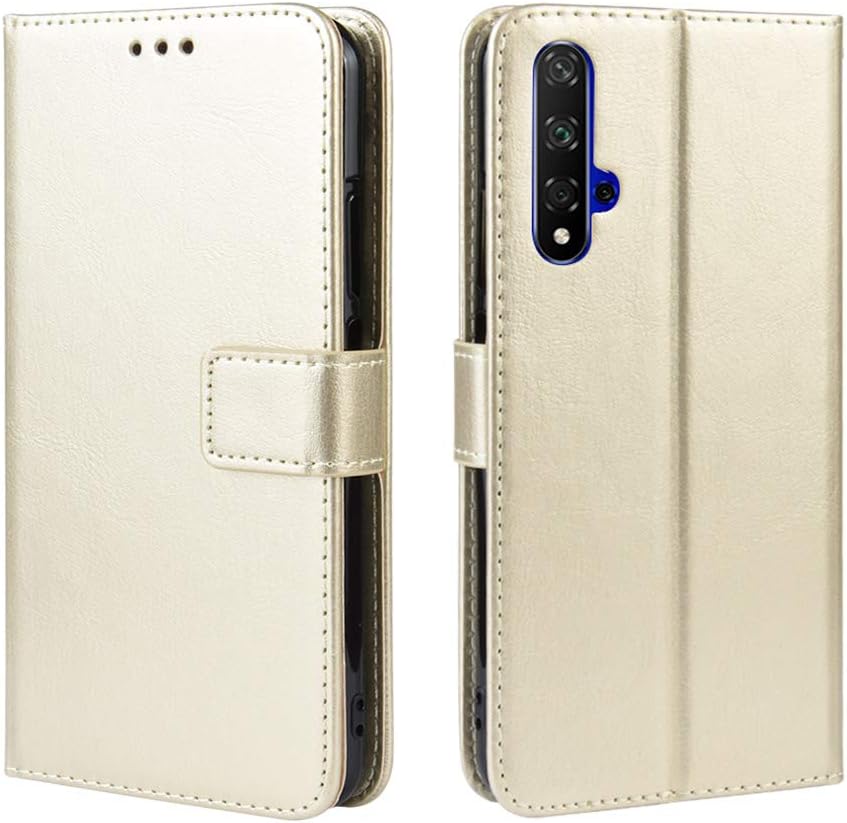 Compatible with Huawei nova 5T Honor 20 Wallet Case, Full Protection PU Leather Flip Case with Card Solt Compatible with Huawei nova 5T Honor 20 (Golden)