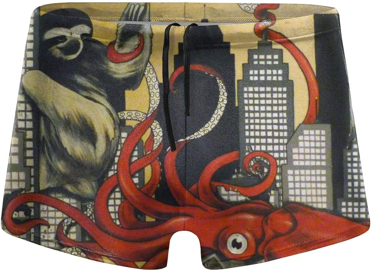 Kimisoy Squid Octopuses Sloth Artwork Mens Swim Brief Square Leg