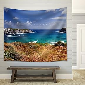 Rocky Coast on a Windy Day - Brasil, Fernando De Noronha - Fabric Wall Tapestry Home Decor - 51x60 inches
