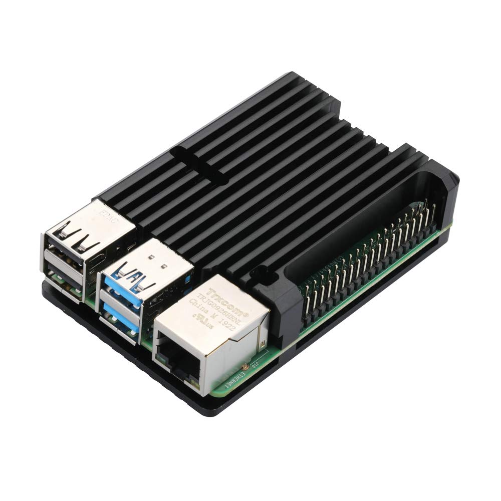 Unistorm Raspberry Pi 4 Model B Aluminum Case RPI 4 Metal Shell Black Box for RPI 4B (Without fan)