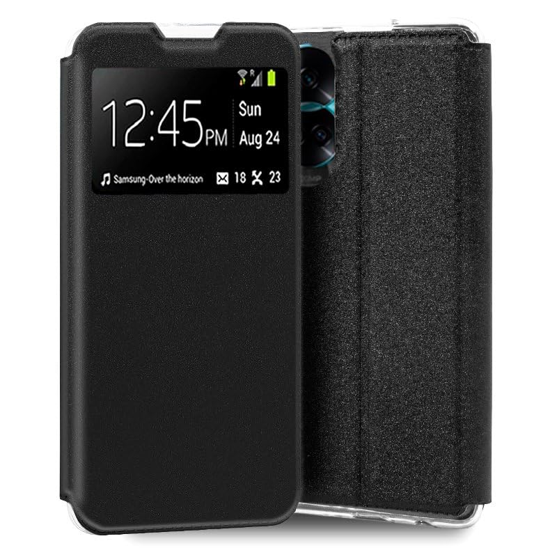 Cool Flip Cover Case for Huawei Honor 90 Lite Smooth Leatherette Black