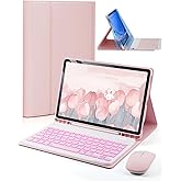 TUNKARMOR for iPad Air 11-inch/ 5th/ 4th Generation Case with Keyboard iPad Air 10.9/11-inch M3 M2 Air 5 Air 4 Gen 2025/2024/2022/2020 Magic Keyboard Backlit Built-in Pencil Holder with Mouse - Pink