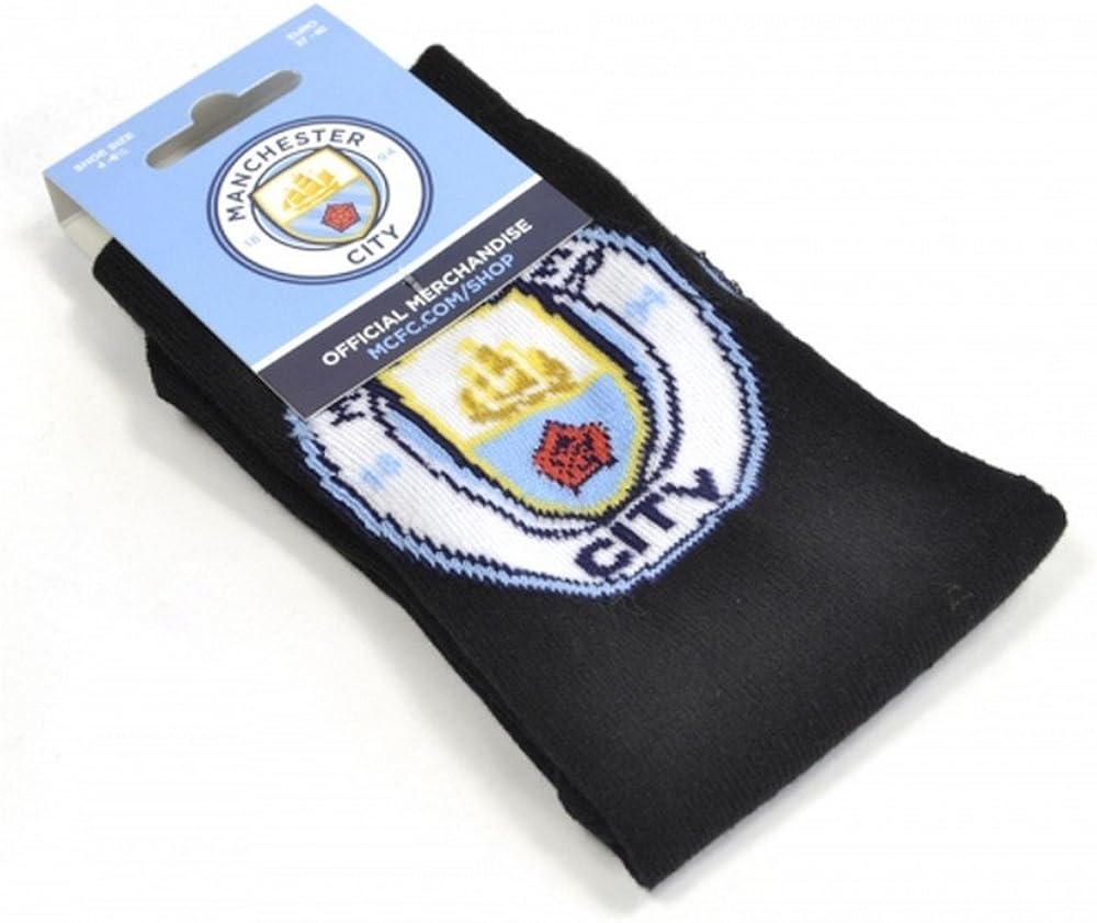 Manchester City FC Childrens/Kids Crest Socks (1 Pair) (46.5 UK) (Navy