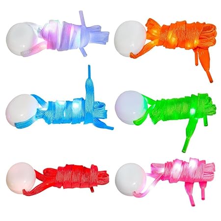 easyDecor (6 Pair) LED Schnürsenkel Nylon Material Leuchtet auf 3 Modi Batterie blinkende Beleuchtung Schnürsenkel für Partei