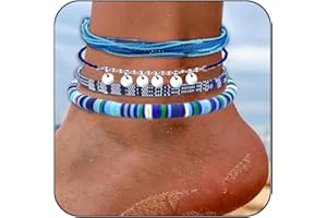 Ronglry 4PCS Summer Surfer String Bracelet Adjustable Waterproof Handmade Braided Rope Friendship Bracelets Boho Ankle Bracelet Colorful Wave String Beach Bracelets Anklets Jewelry for Women