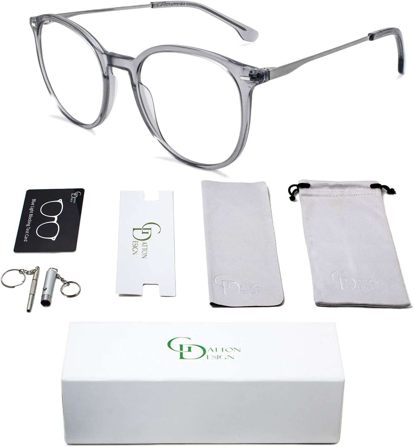 Gatton Design Blue Light Glasses, Transparent Grey, Round Style