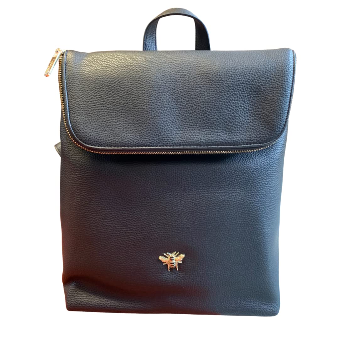 Ladies Backpack with Gold bee Embelishment by Alice Wheeler (Black)