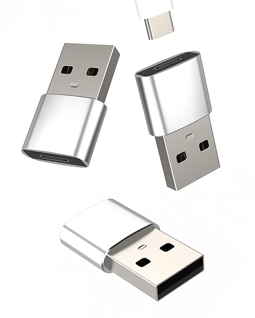 USB C Female to USB-A Male Adapter(3Pack)Type-C to USB Compatible for Samsung Galaxy Note10 S21 S22 S23 for Apple iPhone 15 14 13 12 Pro Max for Ipad Charger Power Connector Thunderbolt Charging Block