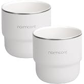 Normcore 2 Pack Espresso Coffee Cup Set, 7 oz Coffee Tumbler with Ceramic Coating, 210ml Double Wall Espresso Cup Mug For Cafe Mocha, Latte, Cappuccino, Tea, White