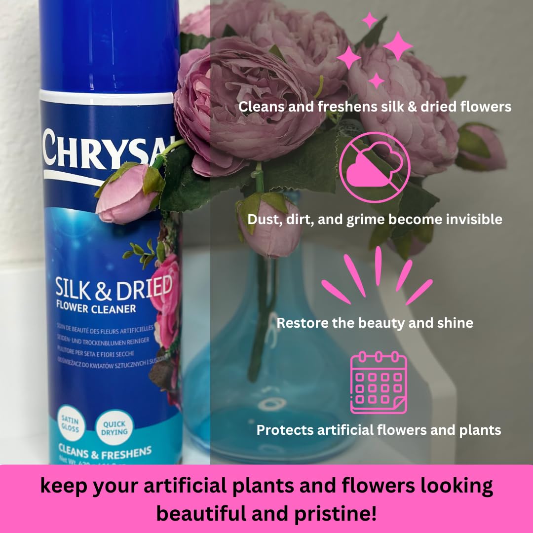 Chrysal Silk & Dried Flowers Cleaner Spray (14.8 oz) - Floral Supplies For Artificial Plants - Flower Arrangements Supplies - Ideal Florist Supplies – Artificial Plant accessories - Silk Plants Cleane