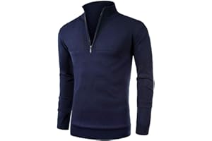 NITAGUT Mens Slim Fit Zip Up Mock Neck Polo Sweater Casual Long Sleeve Sweater and Pullover Sweaters with Ribbing Edge