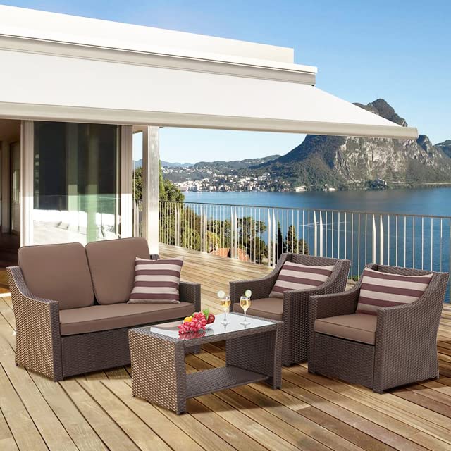 YITAHOME Patio Furniture Set, 4Piece Waterproof Outdoor Sectional Sofa with Washable Soft