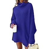 LILLUSORY Womens Turtleneck Oversized Long Sweater Dress 2026 Plus Size Tunic Pullover Knit Winter Dresses