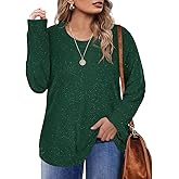 RITERA Plus Size Tops for Women Long Sleeve Sparkly Sweaters Knit Pullovers Crewneck Jumper Tops Tunic Shirts XL-5XL