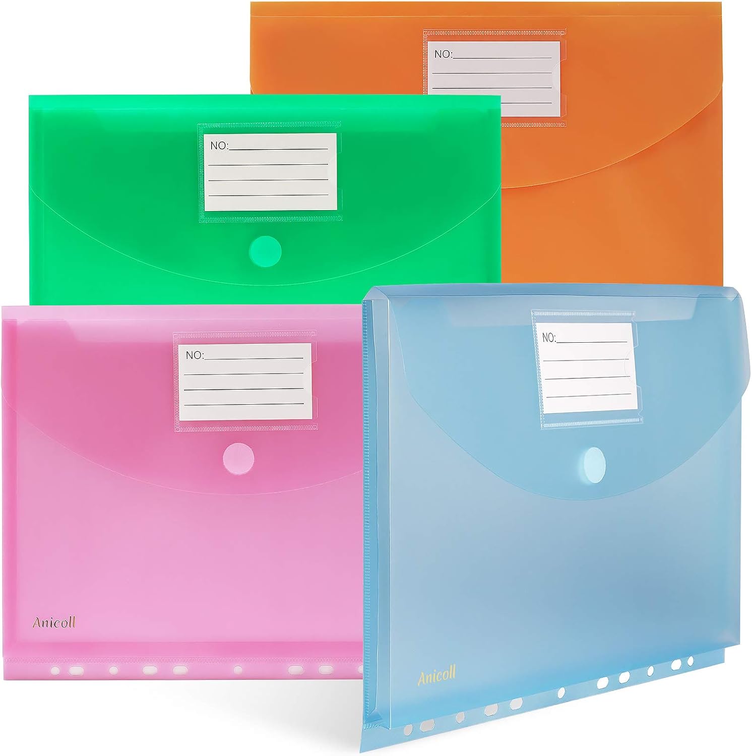 Donken Dokumententaschen A4 20 Stück - Wasserdichte Sammelmappen Mit Klettverschluss Bunt