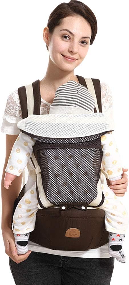 Baby Carrier Hip Seat Toddler 360 Ergonomic Breathable Soft Baby Backpack Carrier Seat Belt Waistband Hip Support with Pocket for Newborn, Infant & Toddler, Great Hiking, All Season, Multi-Position