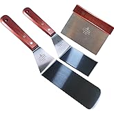 La Cuisine 3-PC SS Griddle Spatula Set - BBQ Tools Set Food Scraper for Grill Teppanyaki Flipping Patties Pancake Fish, 2 pcs