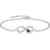 STARCHENIE 925 Sterling Silver Infinity Bracelet Adjustable Angel Wings Heart Birthstone Bracelet for Women