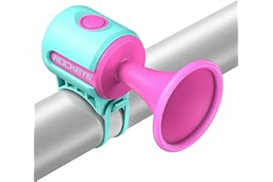POWVINE Bike Horn 120dB Loud Pink Bicycle Horn,Kids Bicycle Horns for 22.2-32mm Handlebars with Safe Battery Compartment,Easy Installation Children Bicycle Bell for Kids & Women Bike/Scooter/Ebike
