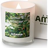AME BOTANICA Santal & Vetiver Candle | Wood Wick Candles That Crackle | Valentine's Day, Mother's Day, Father's Day Gift | Luxury Scented Candle