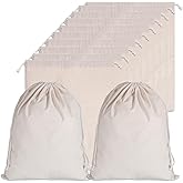 Nodaaiie 10 Pack 11.9x15.8 Inch Cotton Storage Bags with Drawstrings, Canvas Fabric Sacks, Reusable Multipurpose Muslin Bags for Bread, Produce, Shoes, and More