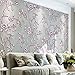 QIHANG Modern Simple 3D Thick Non-Woven Embossed Tree Flowers Pattern Living Room Wallpaper Roll Purple&Gray Color 1.73' x 32.8'=57 Square feet