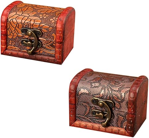 Caja de joyería,Caja Decorativa de Madera,Caja de Dulces, 2Pcs Hecha a Mano de Madera