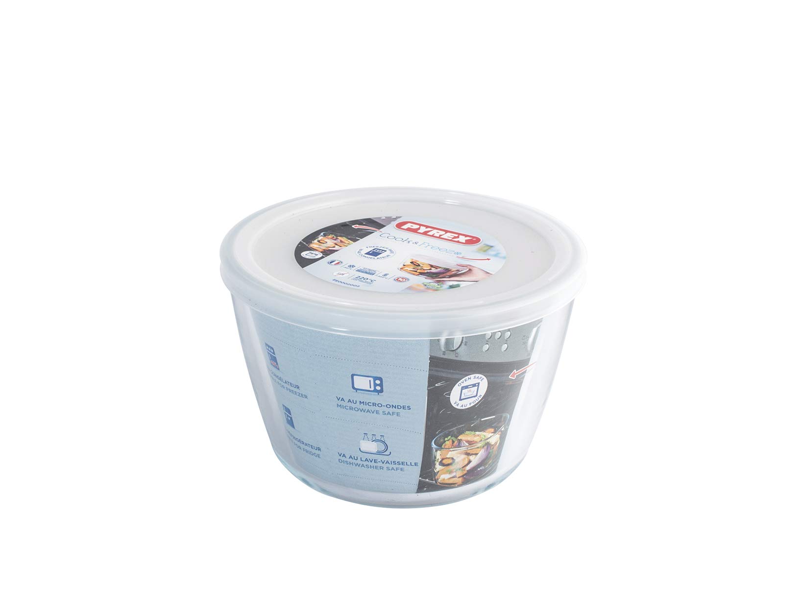 Pyrex Round Shape with lid, 1,6 Liter, Transparent, 155P001