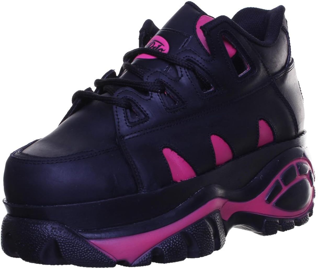 Buffalo Saturn Lace Sneaker – Schwarze Veggie-Schuhe Mit Memory Foam, Chunky Style