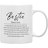 QASHWEY Bestie Definition Coffee Mugs Mug,Best Friend Bestie BFF Soul Sister Gifts for Women Teen Girls,Inspirational Friendship Gifts Double Side Printed Ceramic Mug Cup 11 Ounce