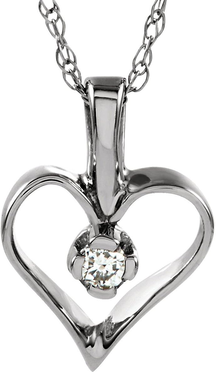 Very Dainty! 14K WhiteGold Diamond Heart Pendant