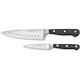 Wüsthof Classic Hollow Edge 2-Piece Chef's Knife Set, Black, 6-inch and 3.5-inch