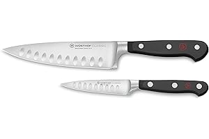 Wüsthof Classic Hollow Edge 2-Piece Chef's Knife Set, Black, 6-inch and 3.5-inch